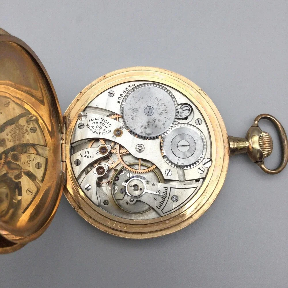 1916 Illinois Grade 403 Pocket Watch Men 46mm Gold Filled 15J Manual Wind Runs